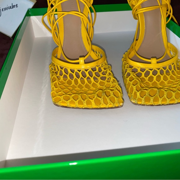 Yellow BOTTEGA VENETA Stretch Square-Toe Wrap Tie Mesh Pumps US 8 / EU 38 - Picture 6 of 7